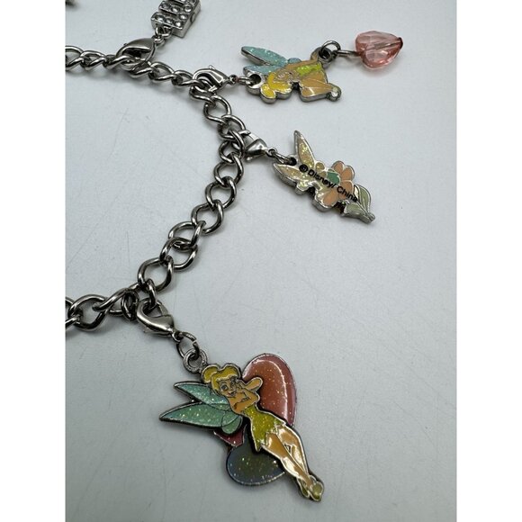 Disney Tinkerbell Charm Bracelet Multiples Charms (10)  Silver Tone Chain Link - Picture 6 of 9